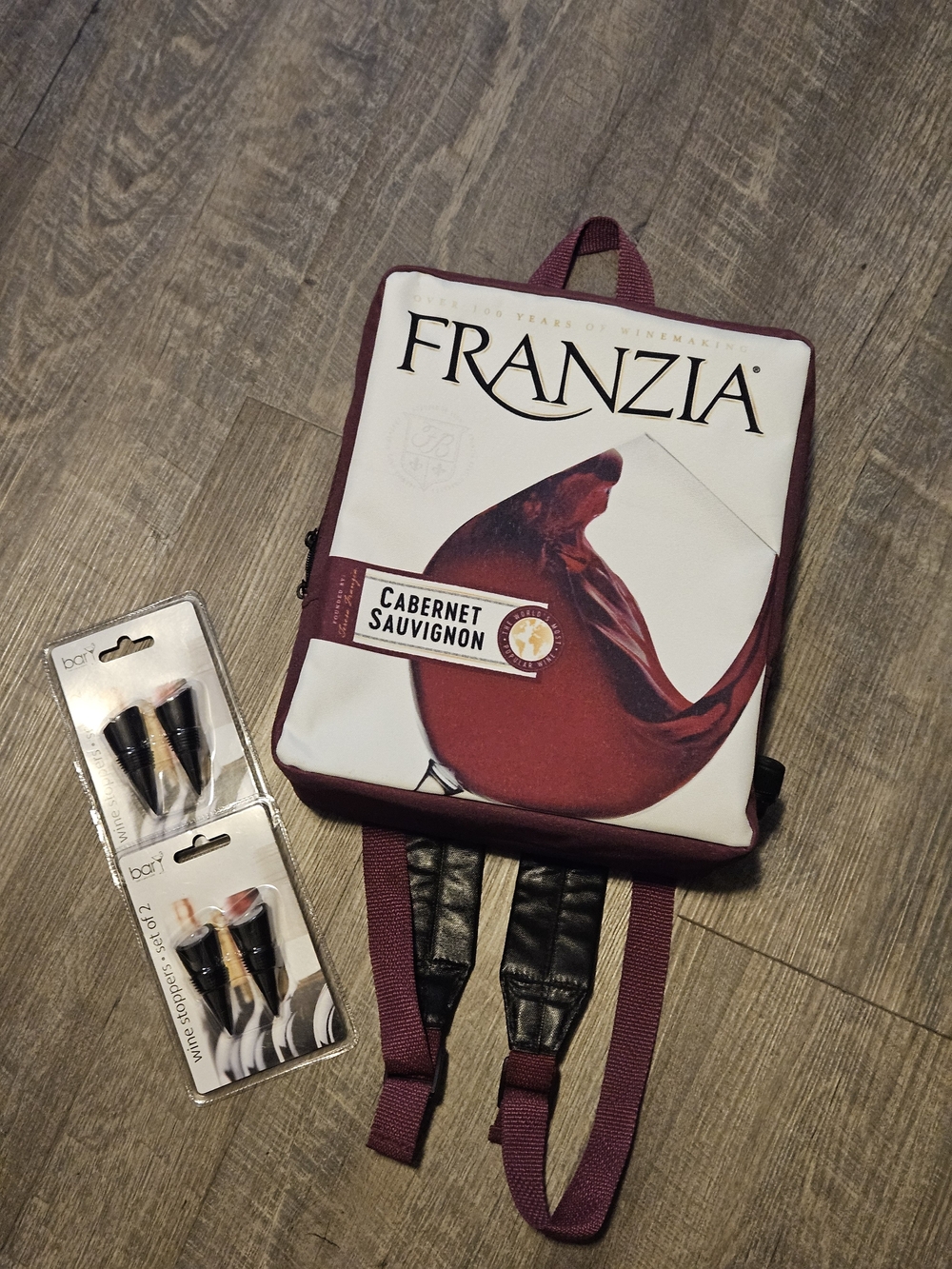 Franzia Ltd. Ed. Wine Backpack & Stoppers Sets